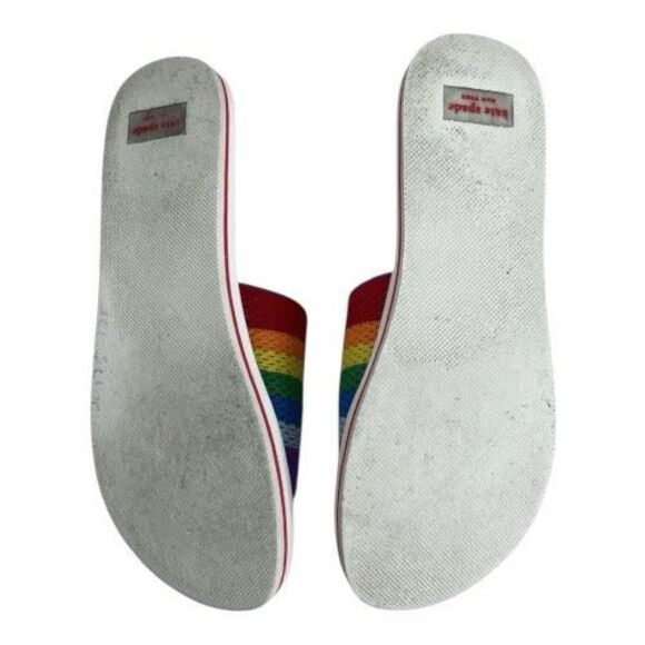 Kate Spade SPECTRUM Rainbow Intarsia-Knit Slide Sandals Women Size 9 B Purple - Picture 9 of 11